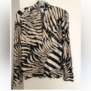 Joseph Ribkoff Black and Cream Animal Print Top